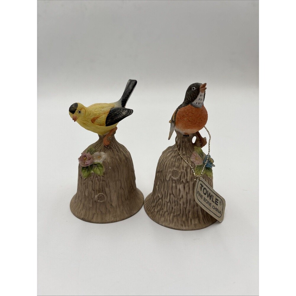 2 Vintage Towle Bird Fine Bone China Collectable Bells